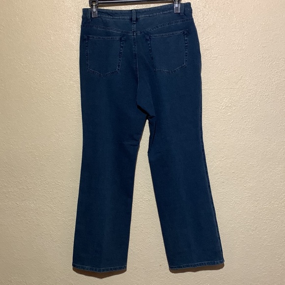 Dream Jeannes by Quacker Factory Pants Blue Stretch Faded Straight Size 12 - Picture 7 of 16